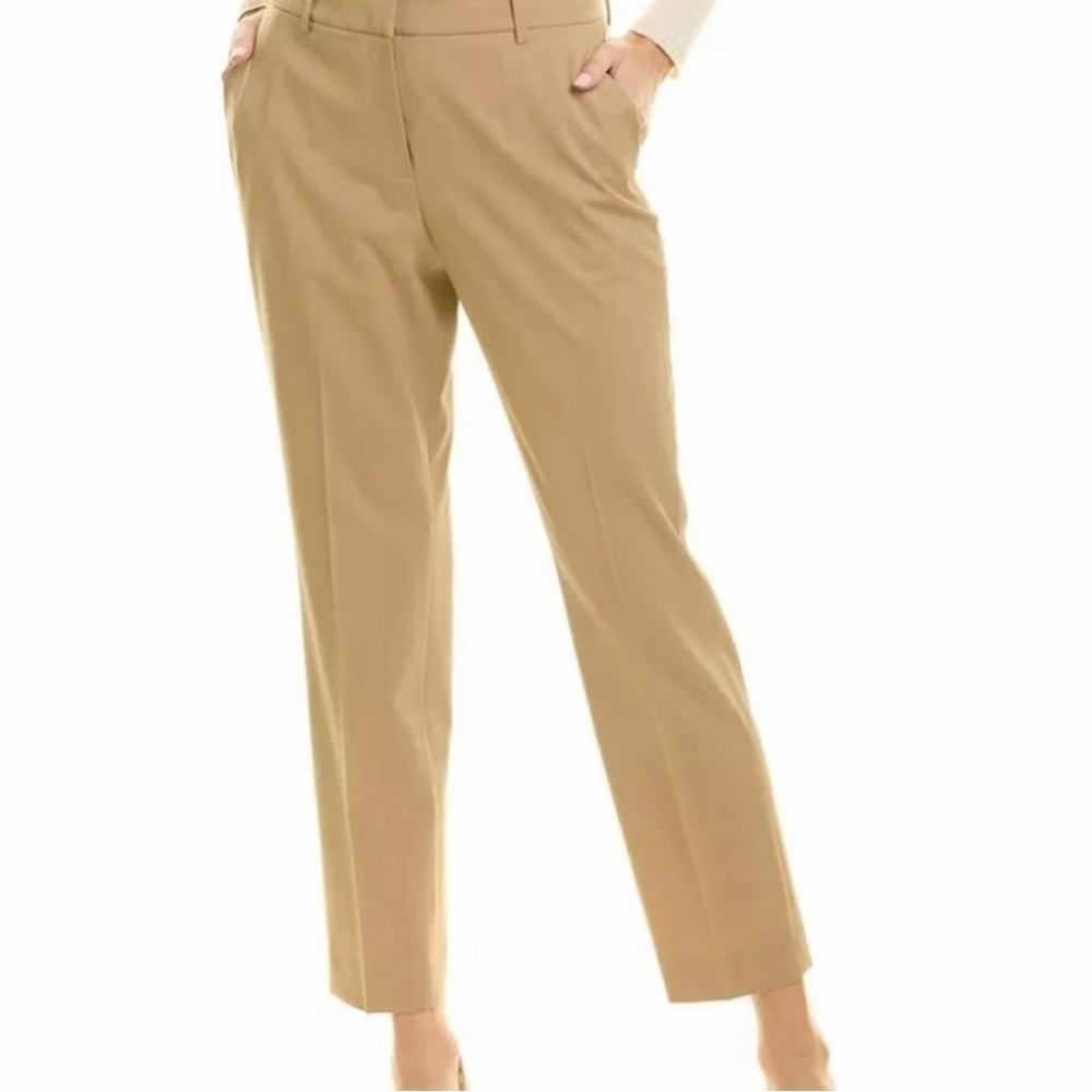 Lafayette 148 Clifton Dress Pants Khaki Size 12 Cropped Career Bottoms Mature